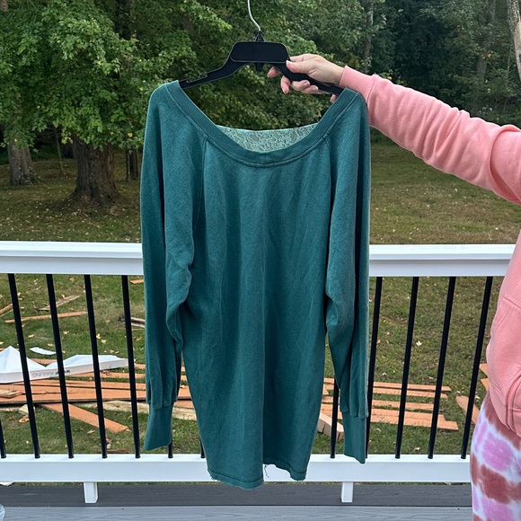 Free People Teal V-Neck Blouse - Picture 8 of 13